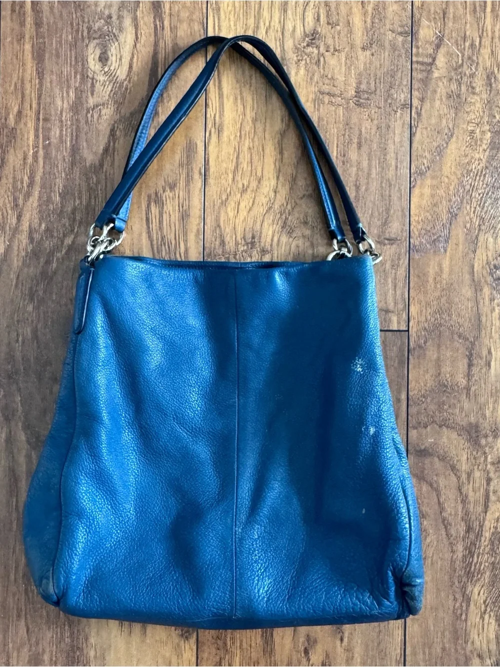 Coach Madison Phoebe Blue Pebbled Leather Shoulder Hobo Bag